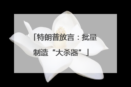 特朗普放言：批量制造“大杀器”